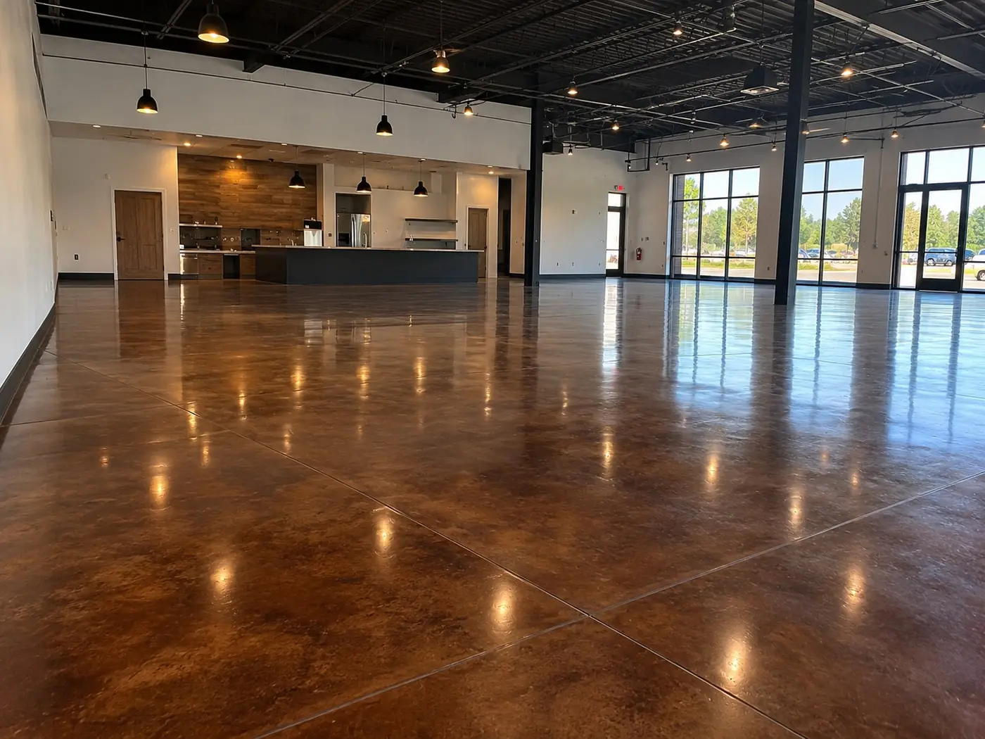 Charcoal tinted polished concrete floor in Wollongong