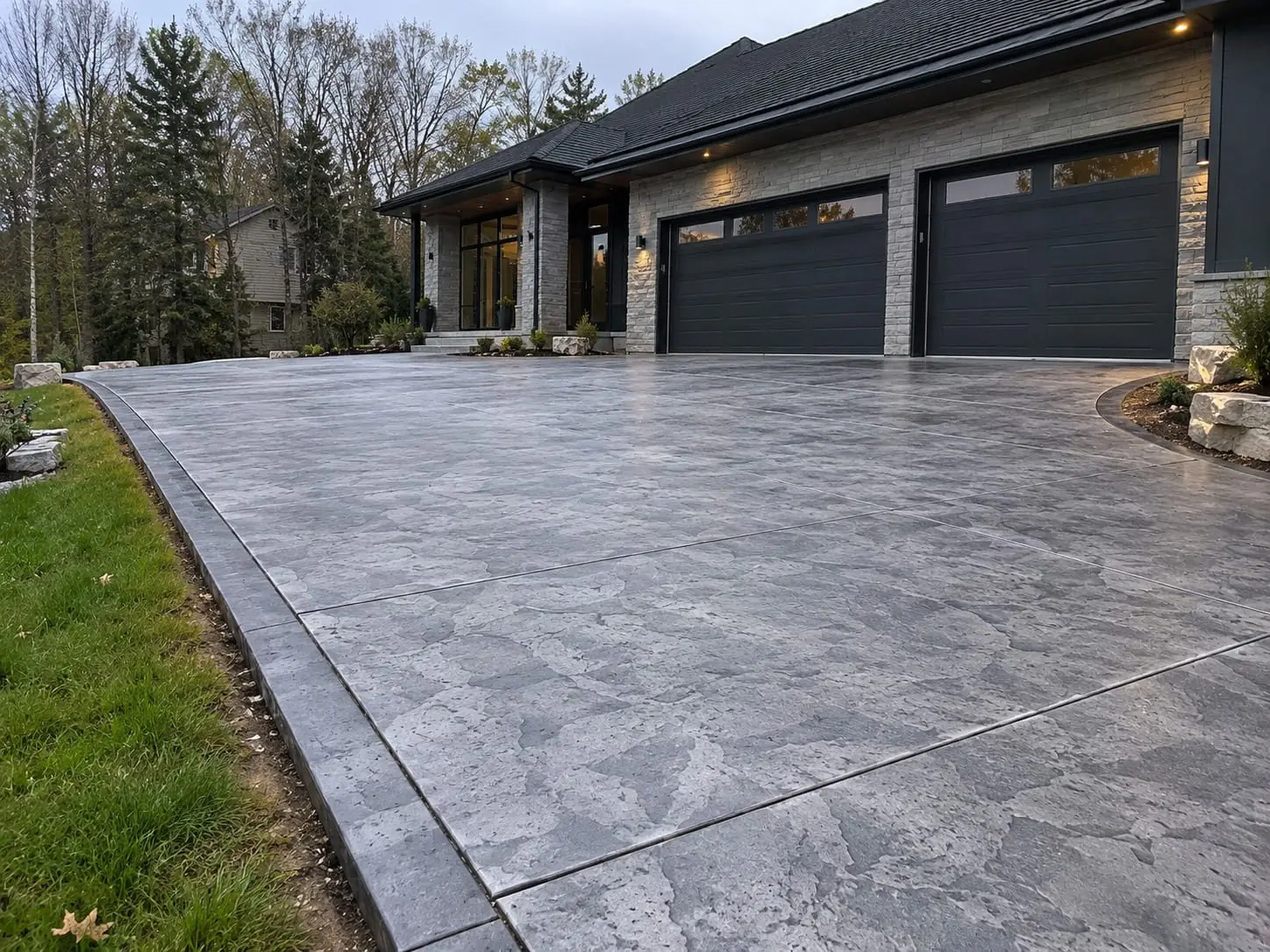 Finished concrete driveway at a home in Scarborough, near Wollongong