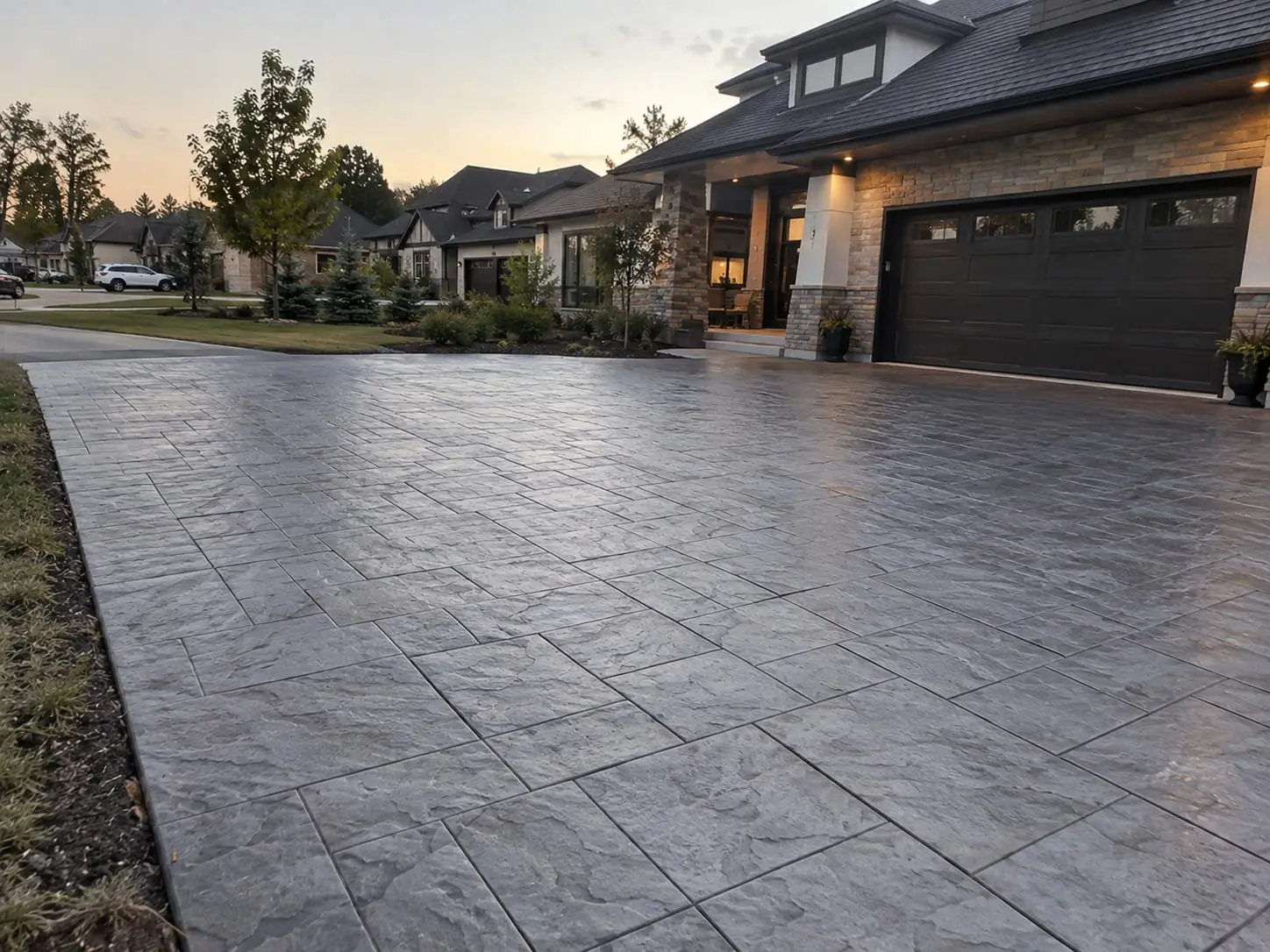 Finished concrete driveway at a home in Balgownie, near Wollongong