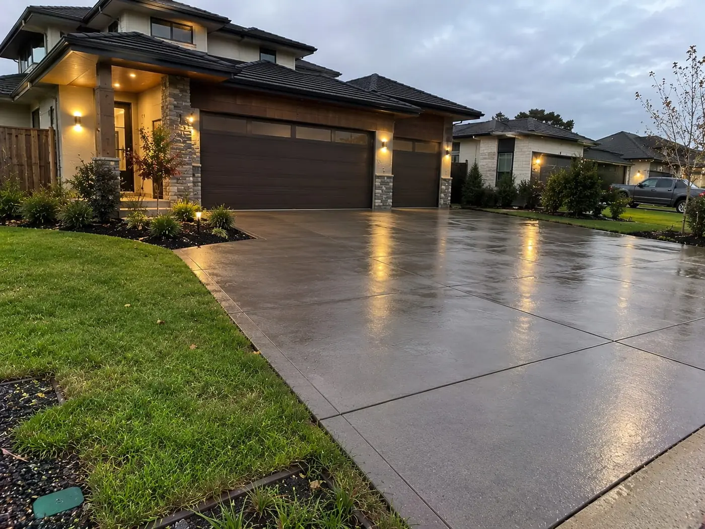 Finished concrete driveway at a home in Kiama, near Wollongong